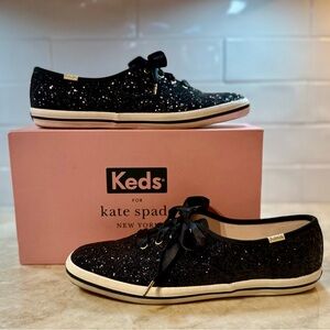 Keds for Kate Spade Black Glitter Sneakers Size 9